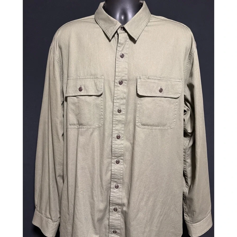 LL Bean Shirt Jacket Mens XL Tall Green Flannel Lined Traditional Fit Shacket